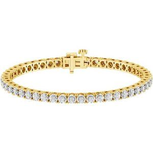 Yellow Sterling Silver Illusion  Plated Diamond Circle LinkTennis Bracelet